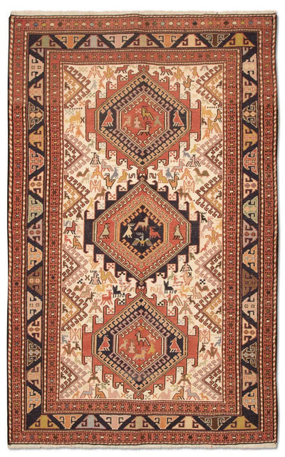 Zijden kilim 122x194cm - bruin