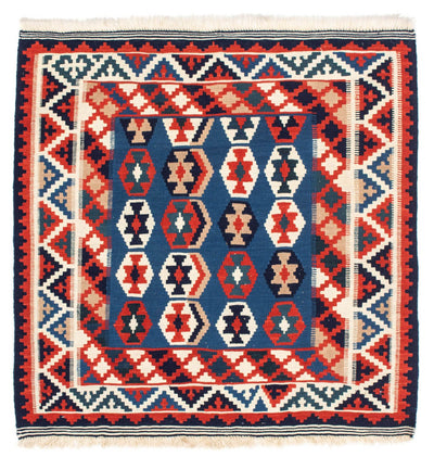 Kilim Fars 105x105cm - donkerblauw