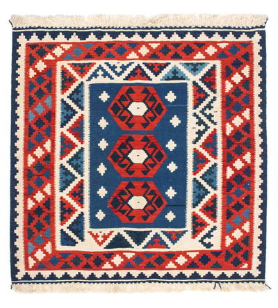 Kilim Fars 104x105cm - donkerblauw