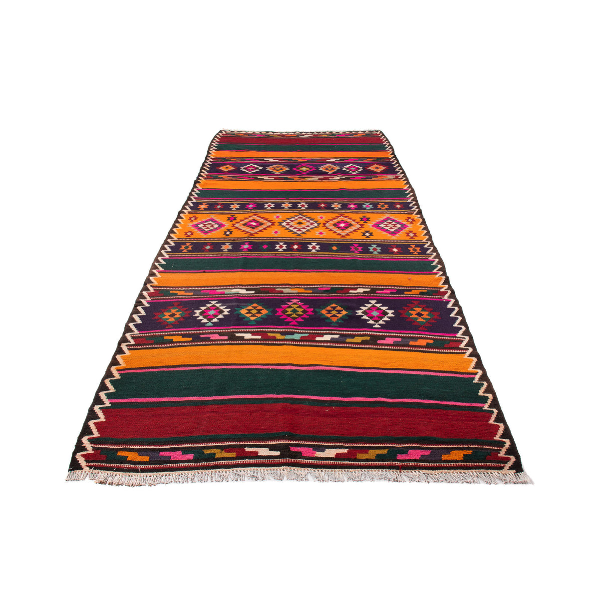 Loper Kelim tapijt - Oud - 355 x 150 cm - veelkleurig