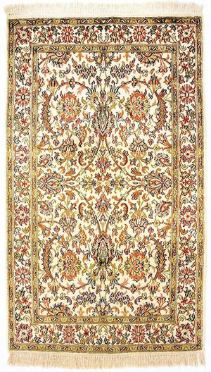 Zijden tapijt - Kashmir Silk - 127 x 74 cm - beige