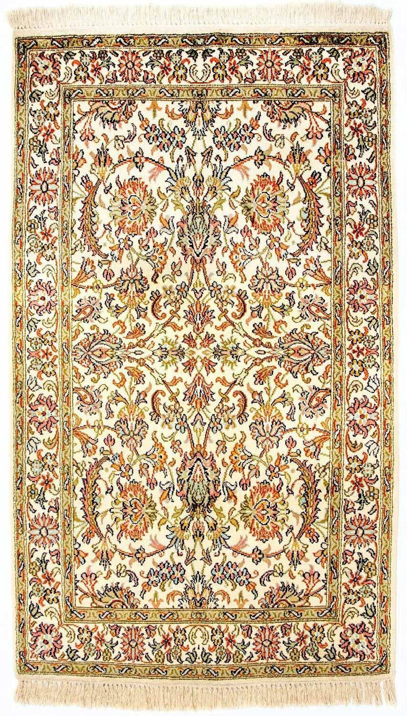 Zijden tapijt - Kashmir Silk - 127 x 74 cm - beige