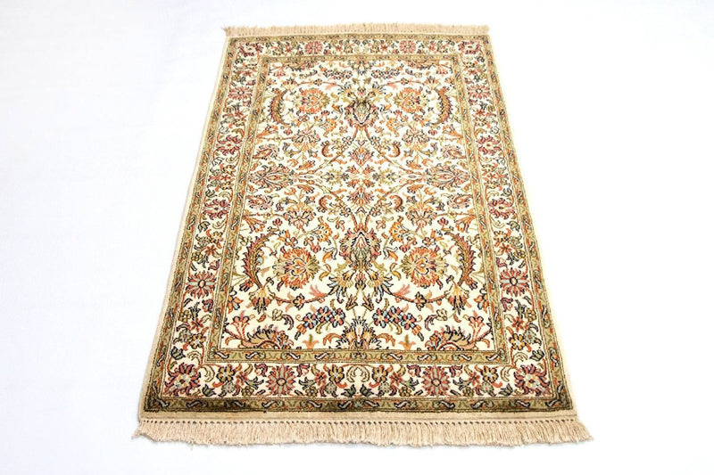 Zijden tapijt - Kashmir Silk - 127 x 74 cm - beige
