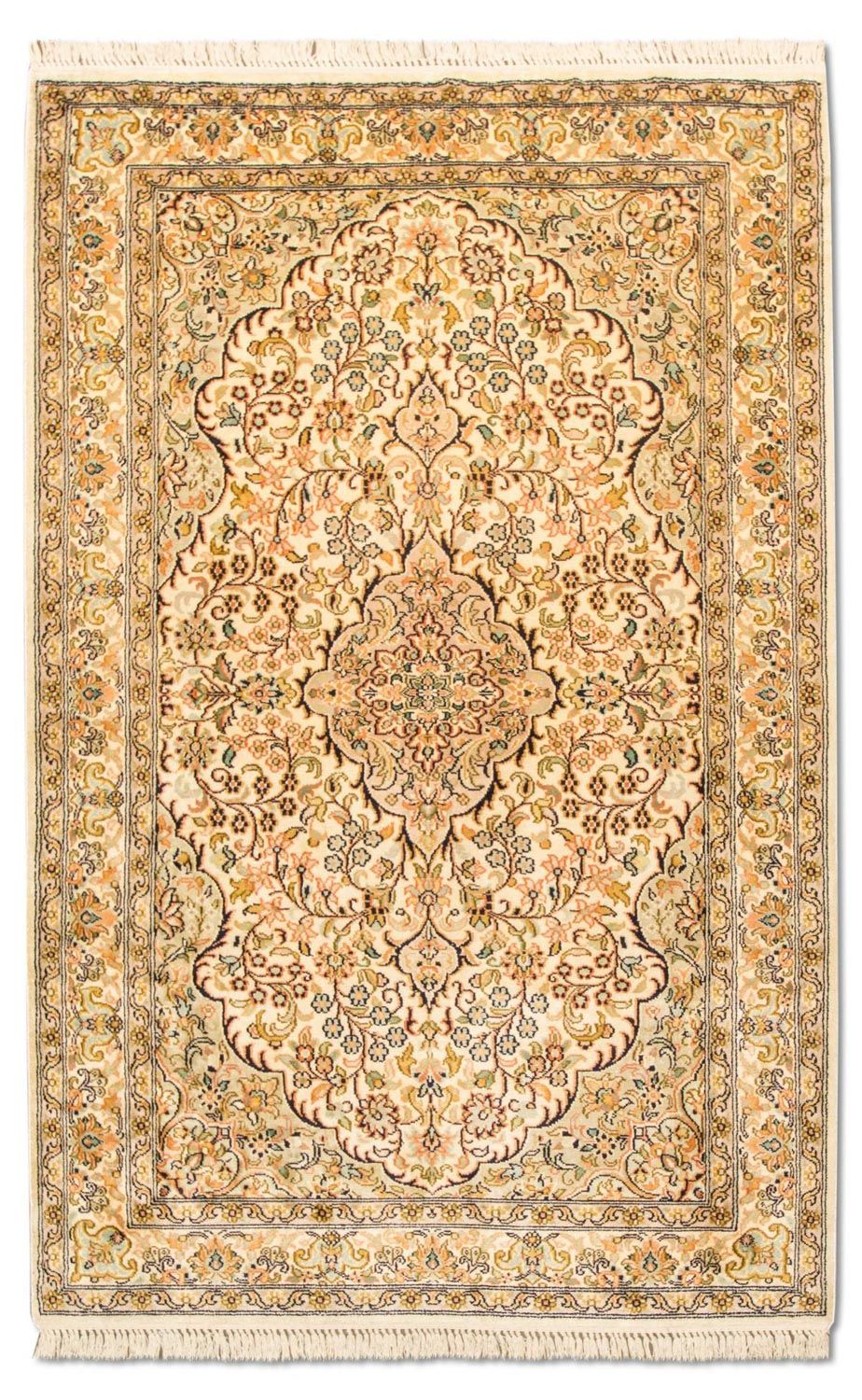 Zijden tapijt - Kashmir Silk - 153 x 94 cm - beige