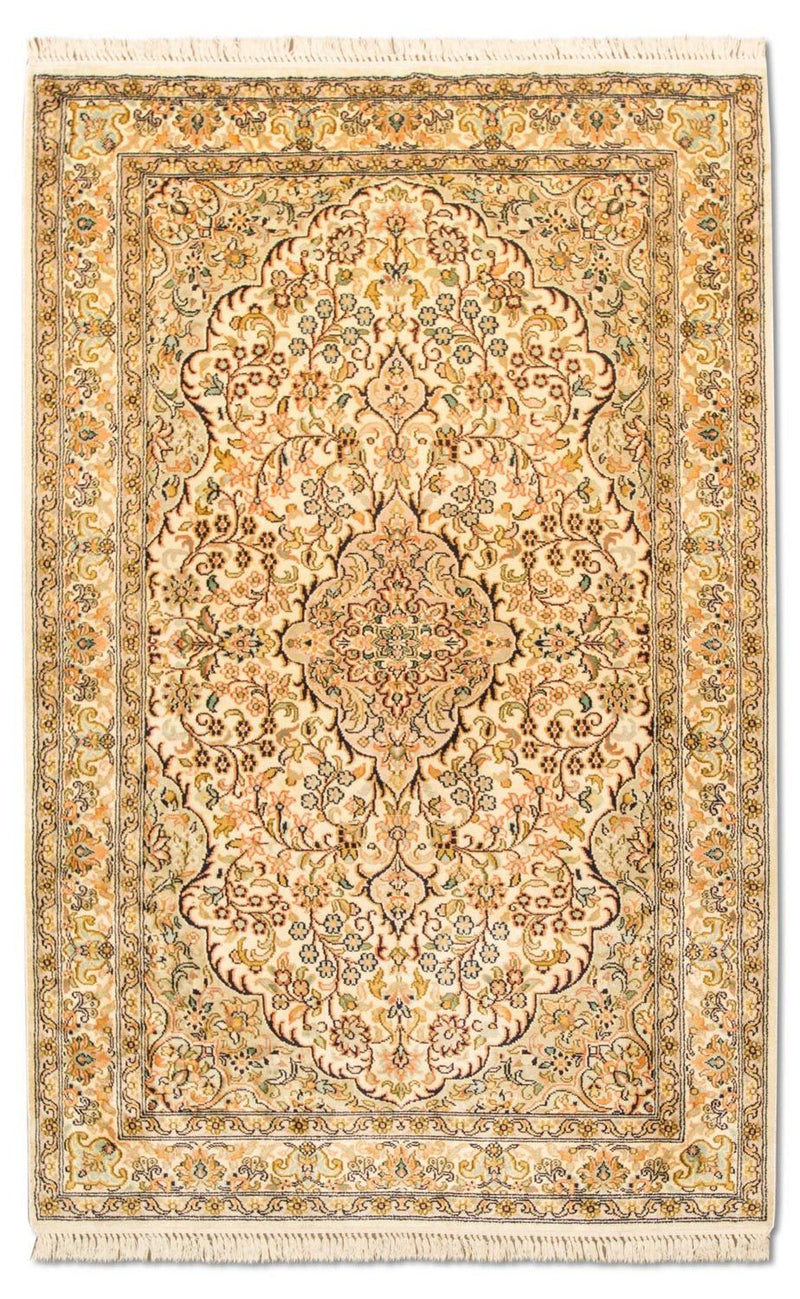 Zijden tapijt - Kashmir Silk - 153 x 94 cm - beige