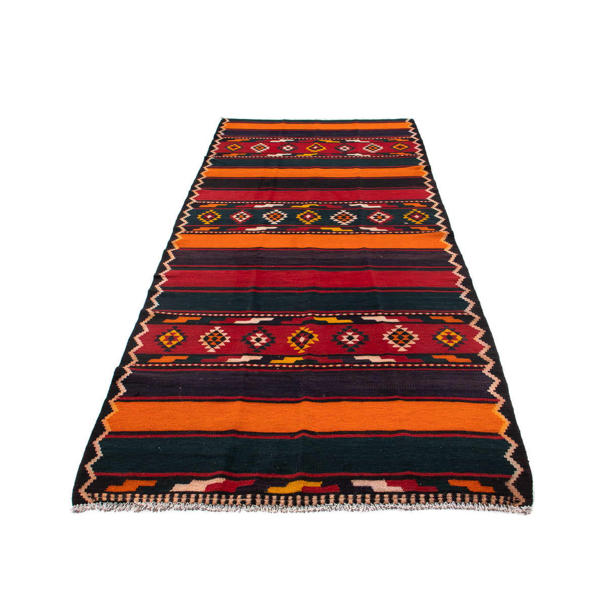 Loper Kelim tapijt - Oud - 340 x 140 cm - veelkleurig