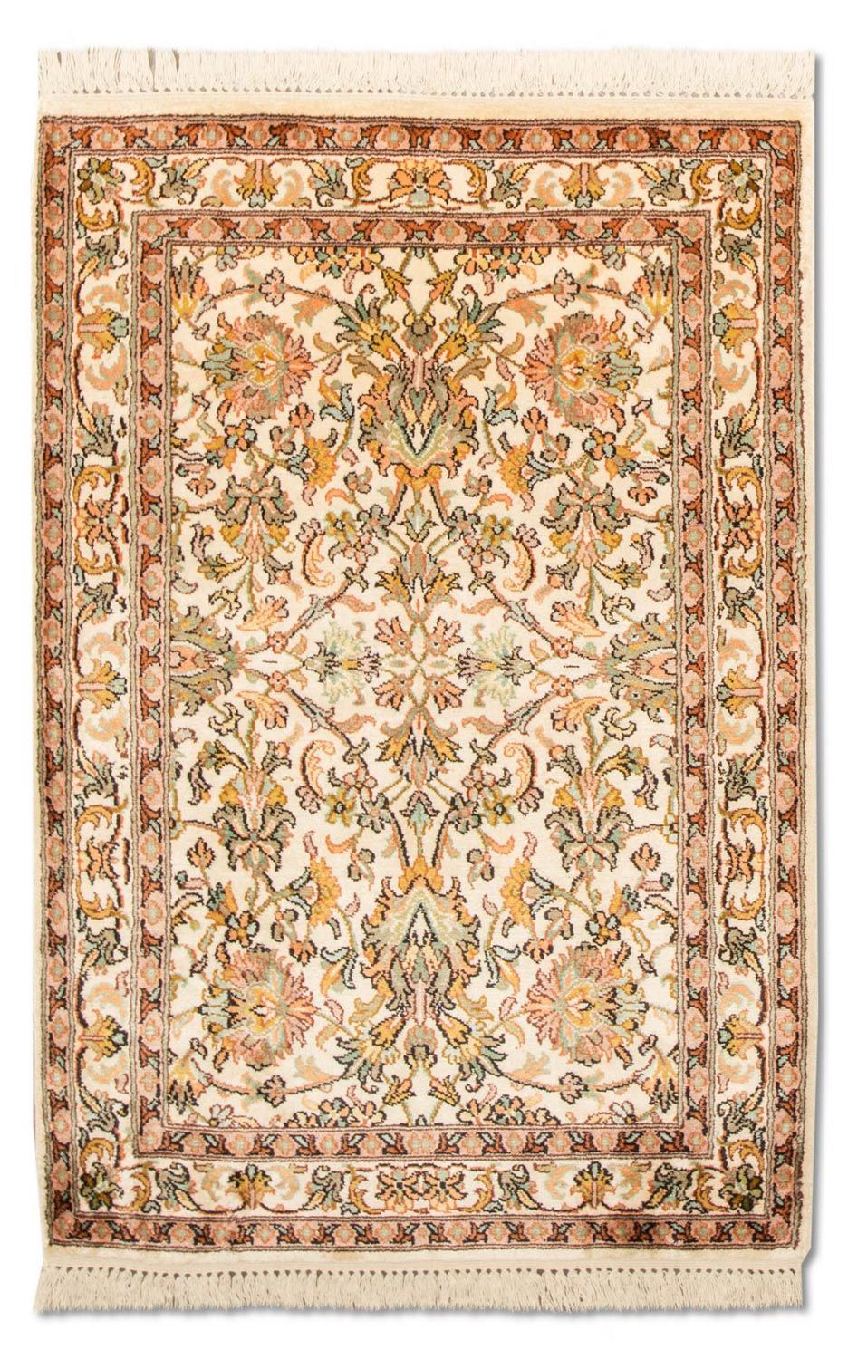 Zijden tapijt - Kashmir Silk - 95 x 62 cm - beige