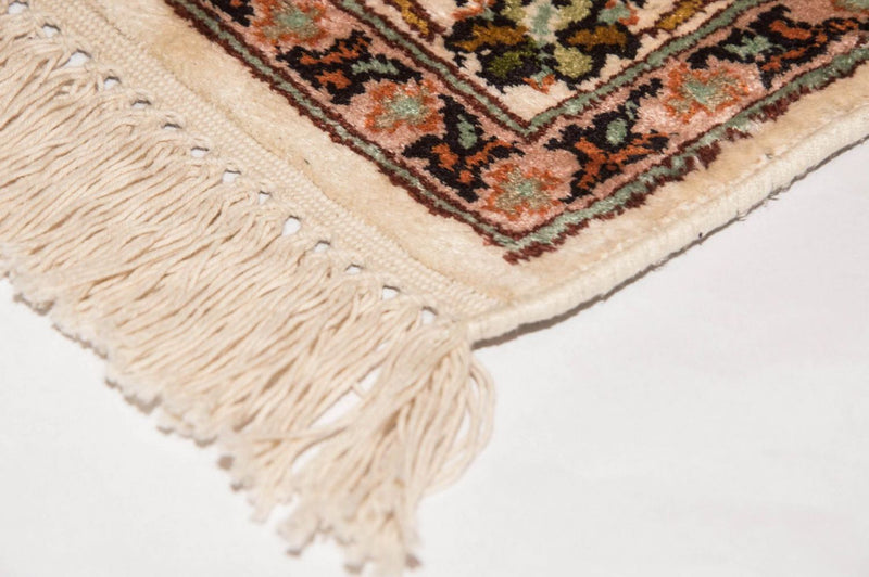 Zijden tapijt - Kashmir Silk - 95 x 62 cm - beige