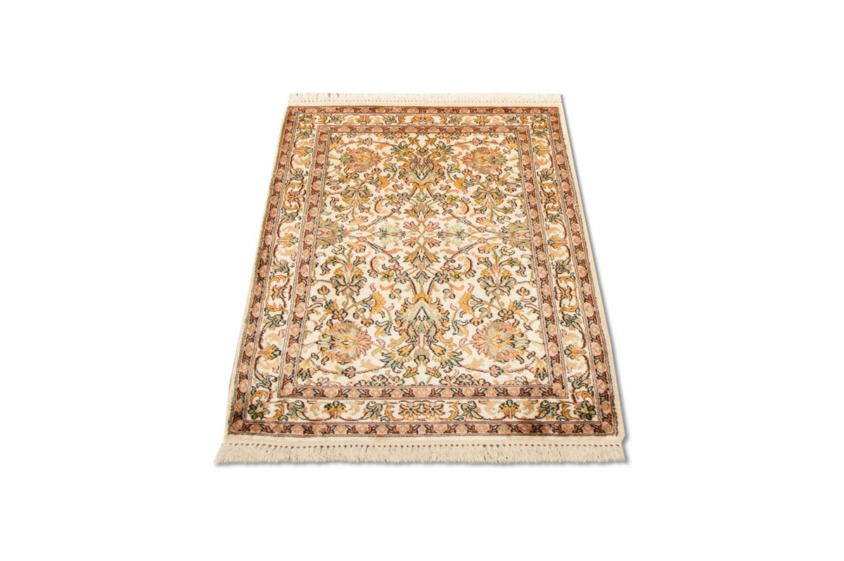 Zijden tapijt - Kashmir Silk - 95 x 62 cm - beige