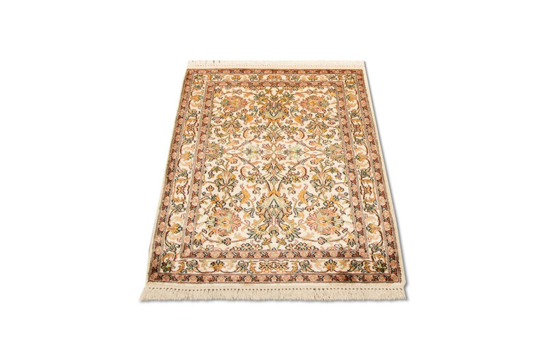 Zijden tapijt - Kashmir Silk - 95 x 62 cm - beige