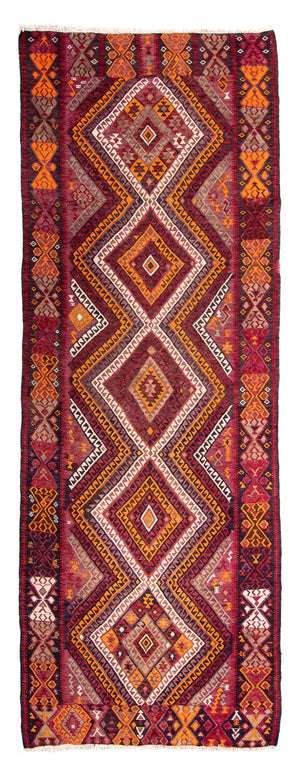 Loper Kelim tapijt - Oud - 375 x 140 cm - veelkleurig