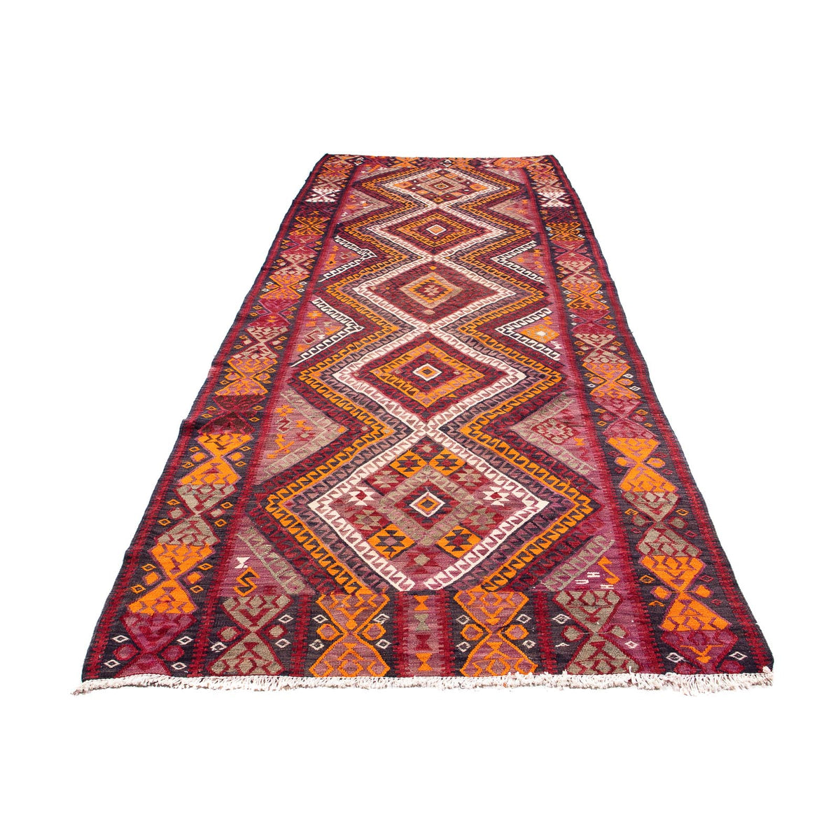 Loper Kelim tapijt - Oud - 375 x 140 cm - veelkleurig