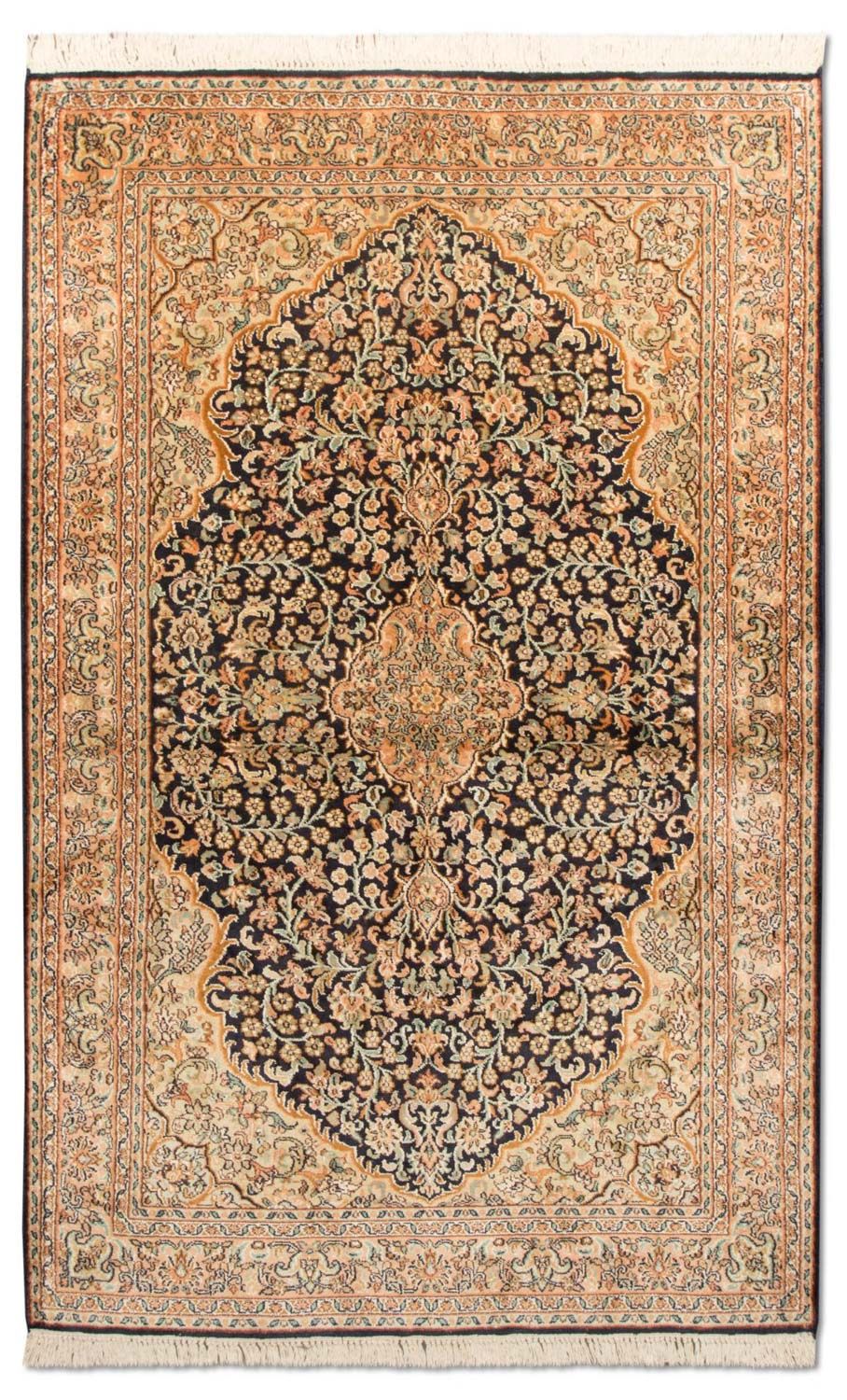 Zijden tapijt - Kashmir Silk - 153 x 93 cm - donkerblauw