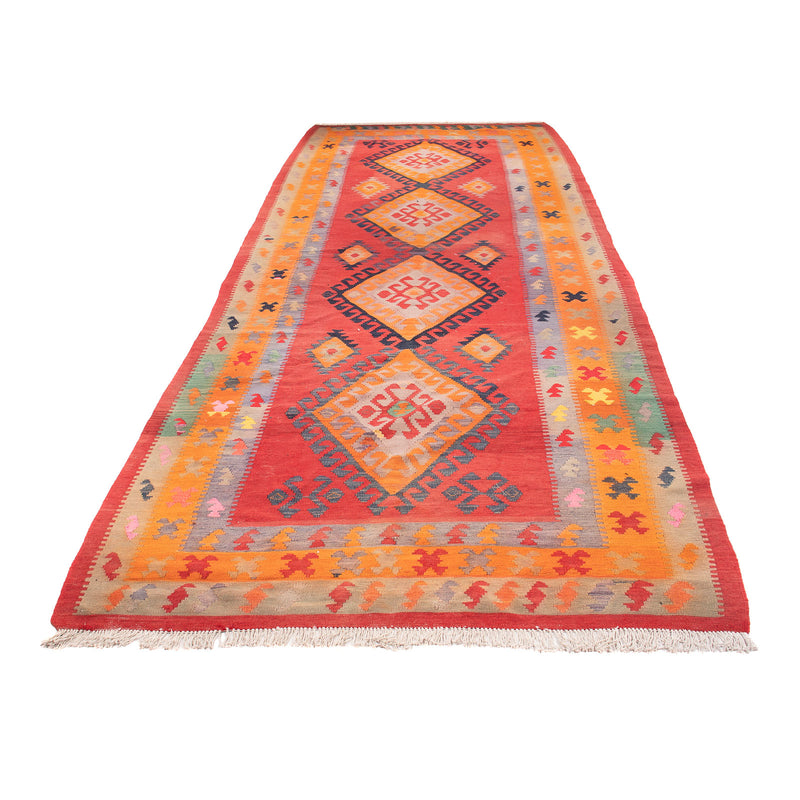 Loper Kelim tapijt - Oud - 410 x 150 cm - rood