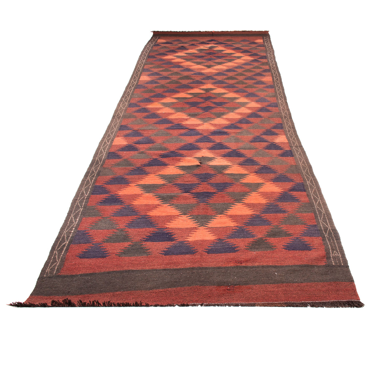 Loper Kelim tapijt - Oud - 450 x 130 cm - bruin
