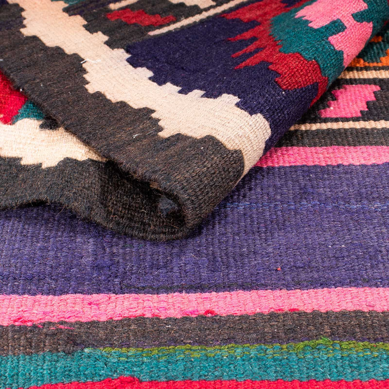 Loper Kelim tapijt - Oud - 370 x 145 cm - veelkleurig