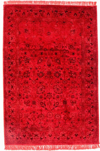 Vintage tapijt - 180 x 124 cm - rood