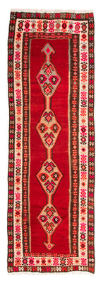 Loper Kelim tapijt - Oud - 380 x 150 cm - veelkleurig