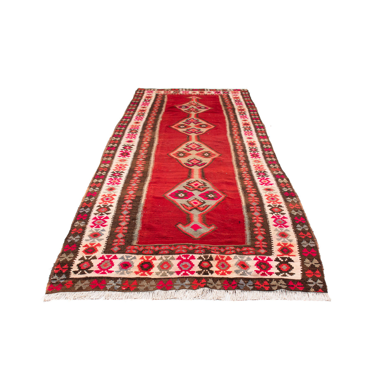 Loper Kelim tapijt - Oud - 380 x 150 cm - veelkleurig