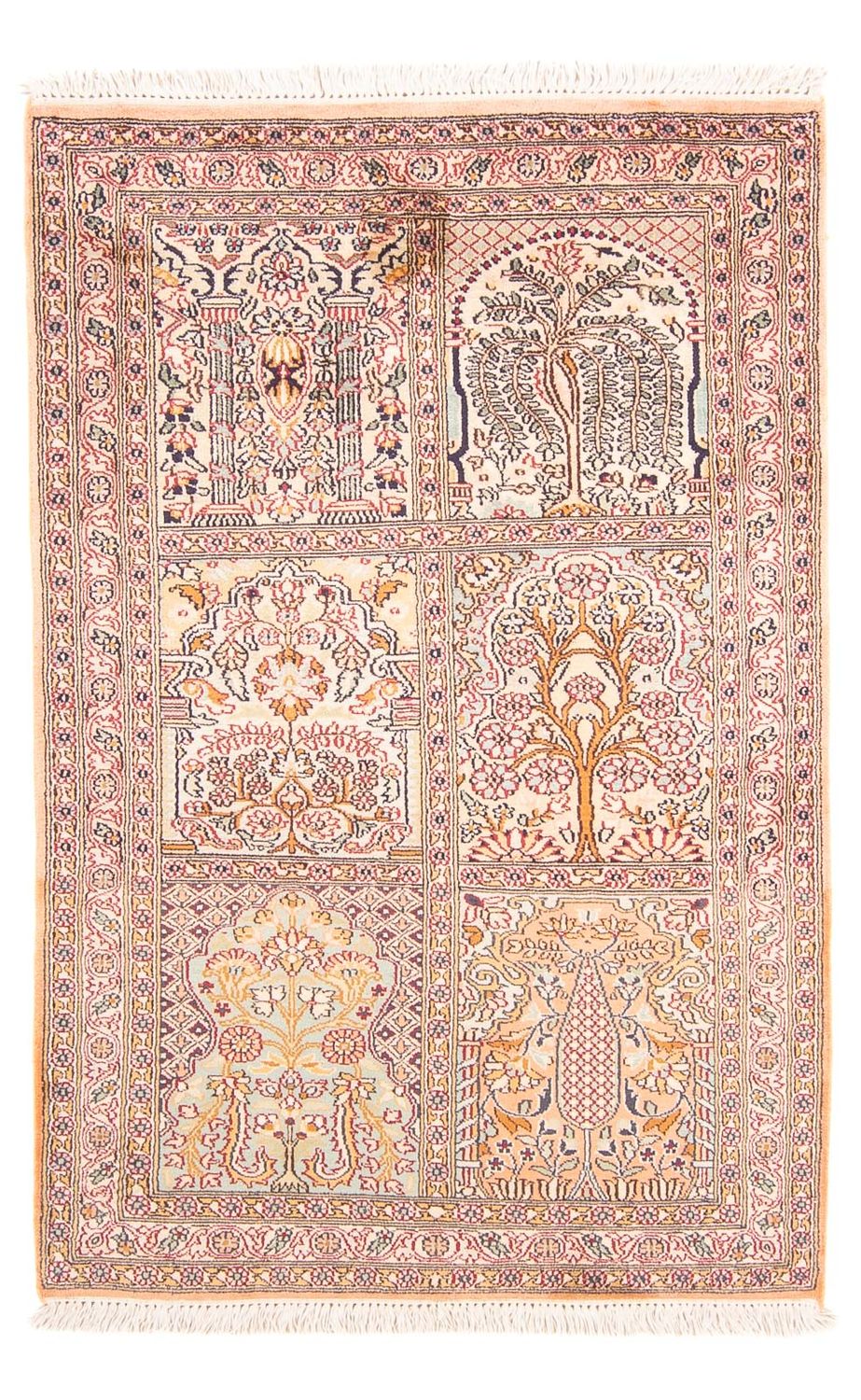 Zijden tapijt - Kashmir Silk - 119 x 79 cm - veelkleurig