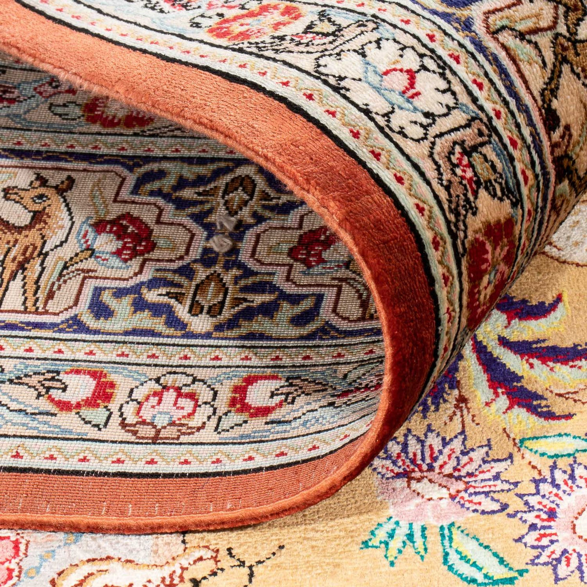 Zijden tapijt - Ghom Silk - Premium - 156 x 100 cm - goud