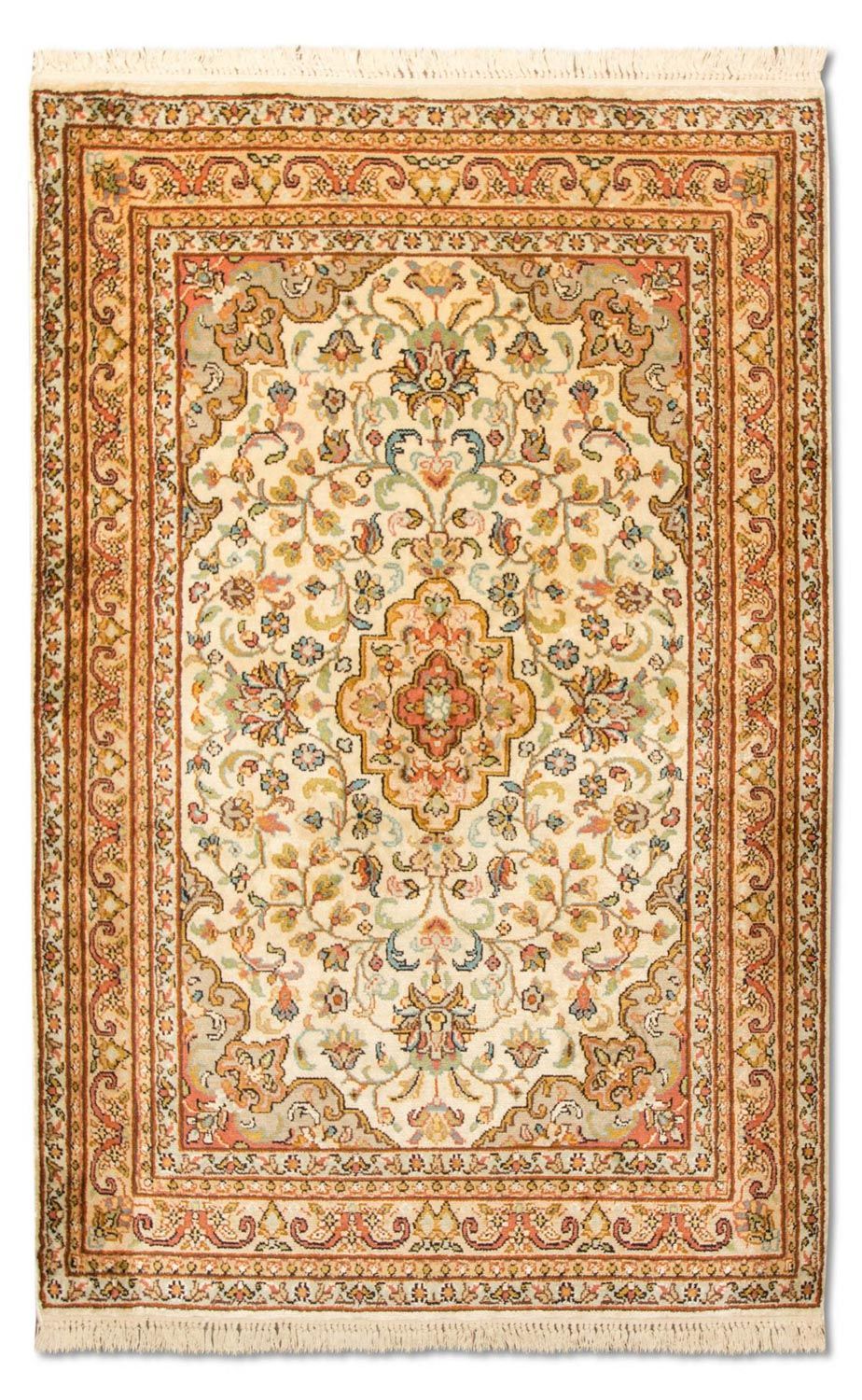 Zijden tapijt - Kashmir Silk - 123 x 79 cm - beige