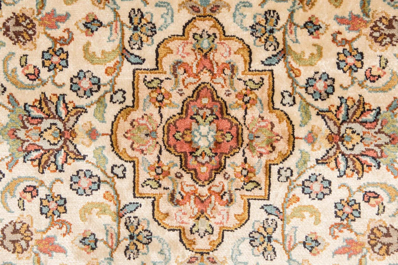 Zijden tapijt - Kashmir Silk - 123 x 79 cm - beige