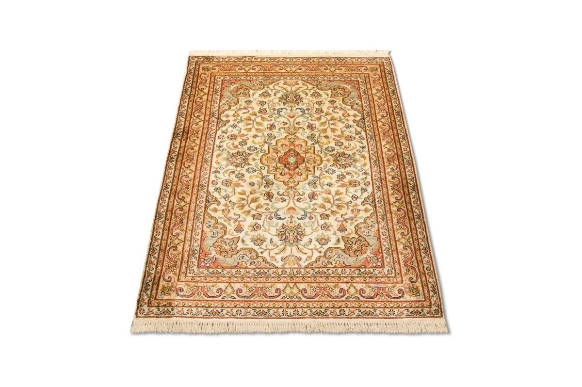 Zijden tapijt - Kashmir Silk - 123 x 79 cm - beige