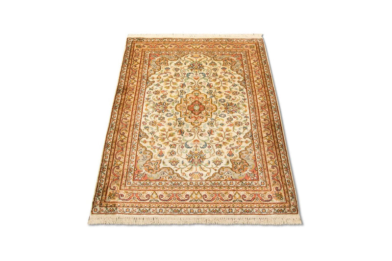 Zijden tapijt - Kashmir Silk - 123 x 79 cm - beige