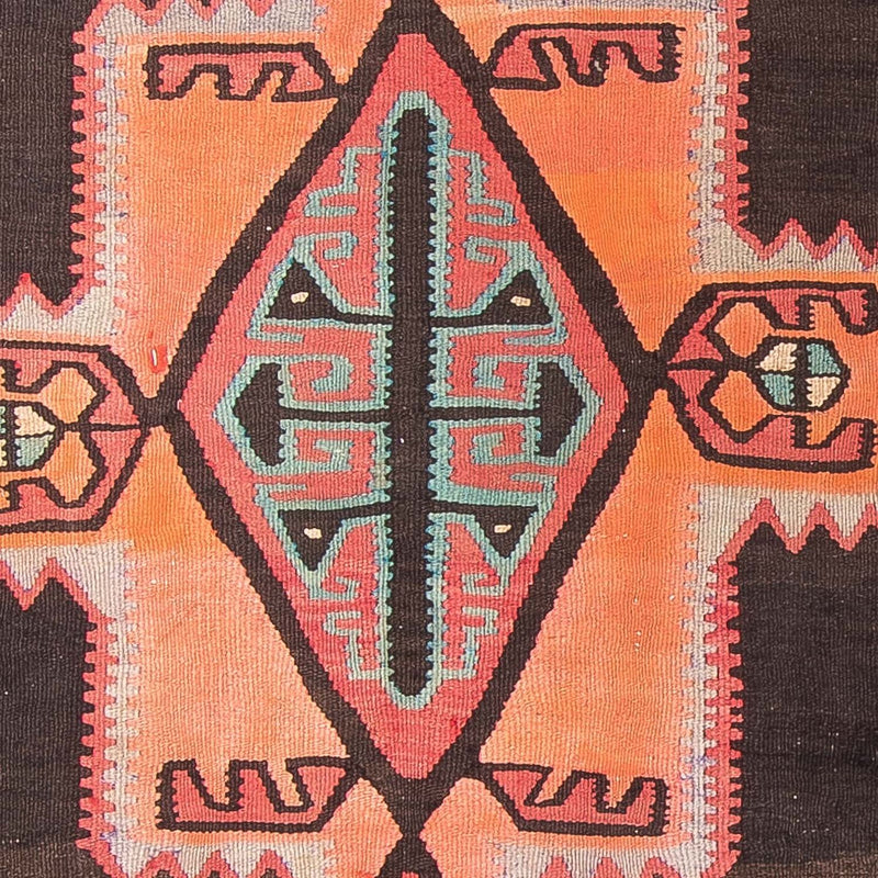 Loper Kelim tapijt - Oud - 435 x 158 cm - donkerbruin