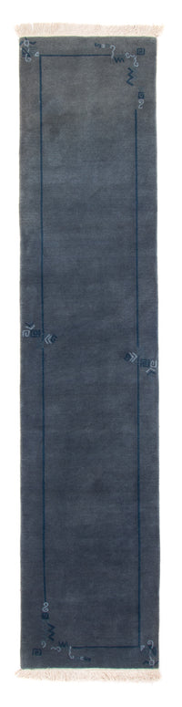 Loper Nepal tapijt - 329 x 73 cm - blauw