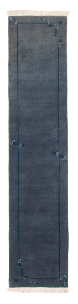 Loper Nepal tapijt - 329 x 73 cm - blauw