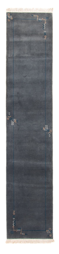 Loper Nepal tapijt - 343 x 73 cm - blauw