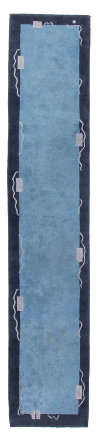 Loper Nepal tapijt - 337 x 73 cm - blauw