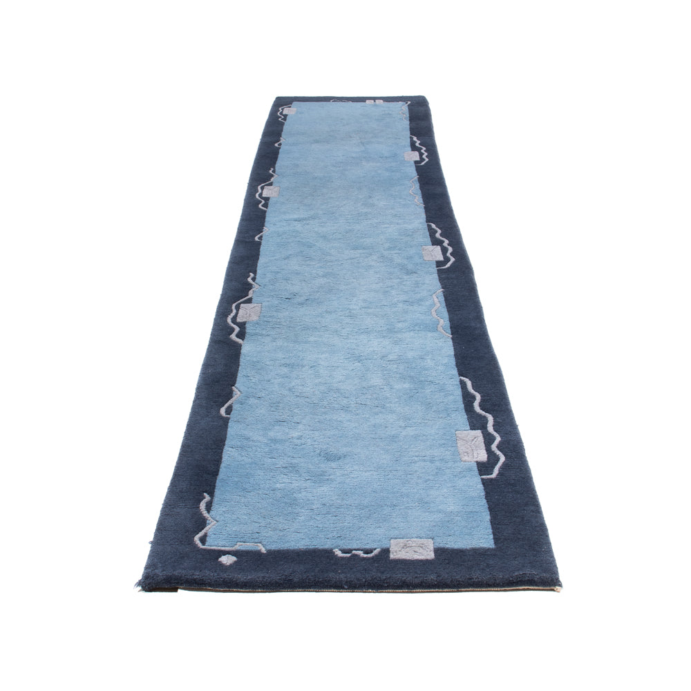 Loper Nepal tapijt - 337 x 73 cm - blauw
