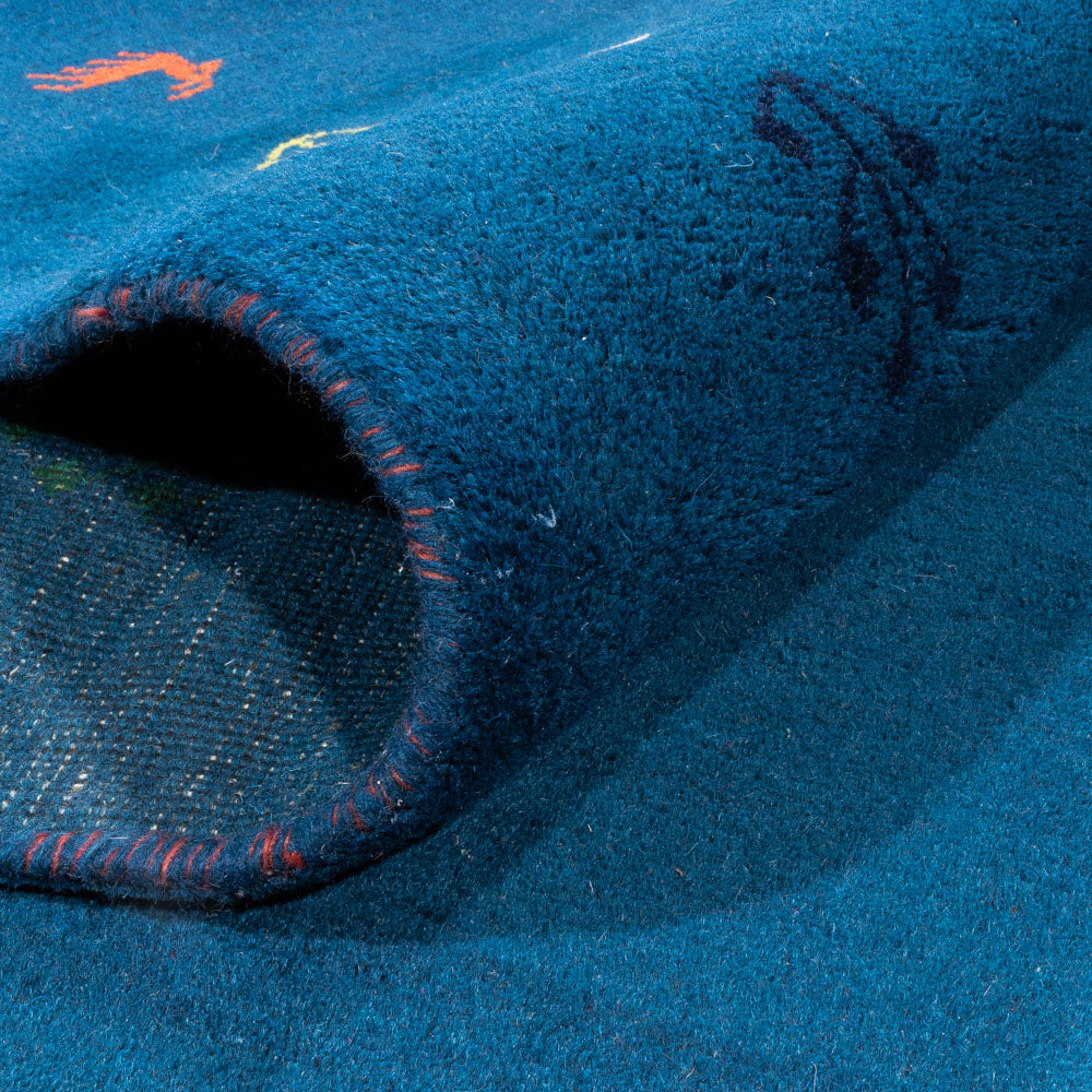 Gabbeh tapijt - Indus - 395 x 313 cm - blauw