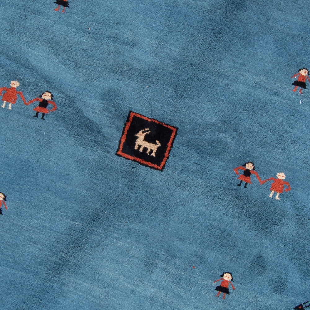 Gabbeh tapijt - Indus rond  - 195 x 195 cm - blauw