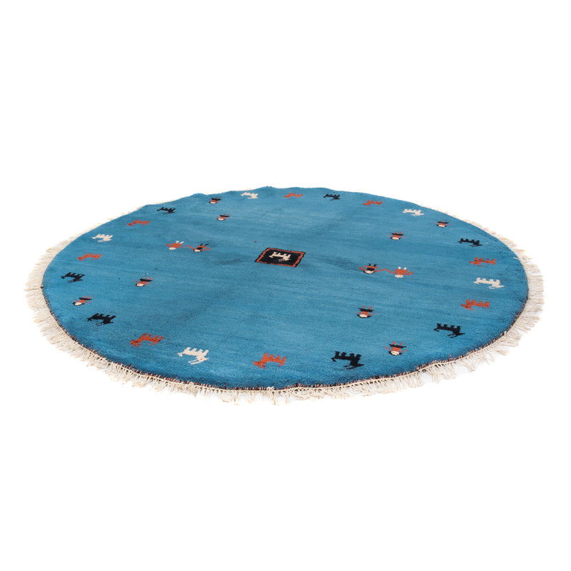 Gabbeh tapijt - Indus rond  - 195 x 195 cm - blauw
