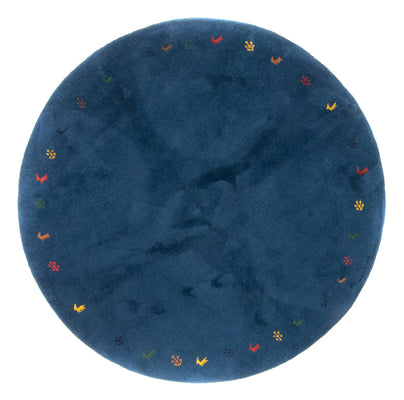 Gabbeh tapijt - Indus rond  - 199 x 199 cm - blauw