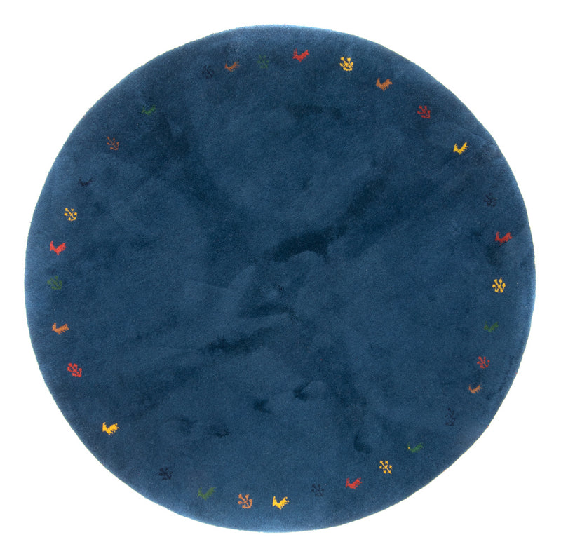 Gabbeh tapijt - Indus rond  - 199 x 199 cm - blauw