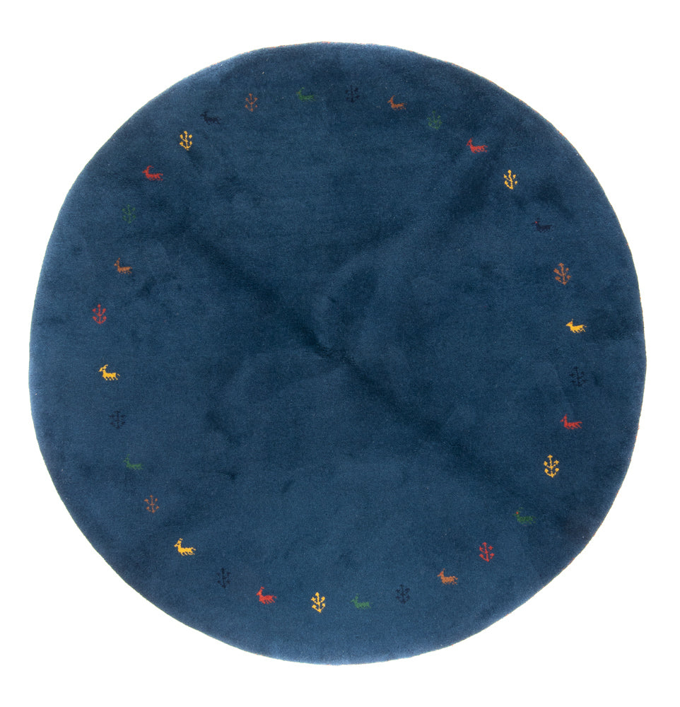 Gabbeh tapijt - Indus rond  - 194 x 194 cm - blauw