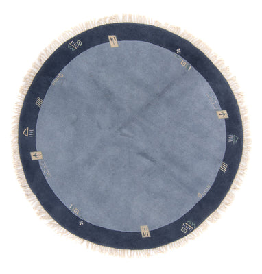 Nepal tapijt rond  - 197 x 197 cm - blauw