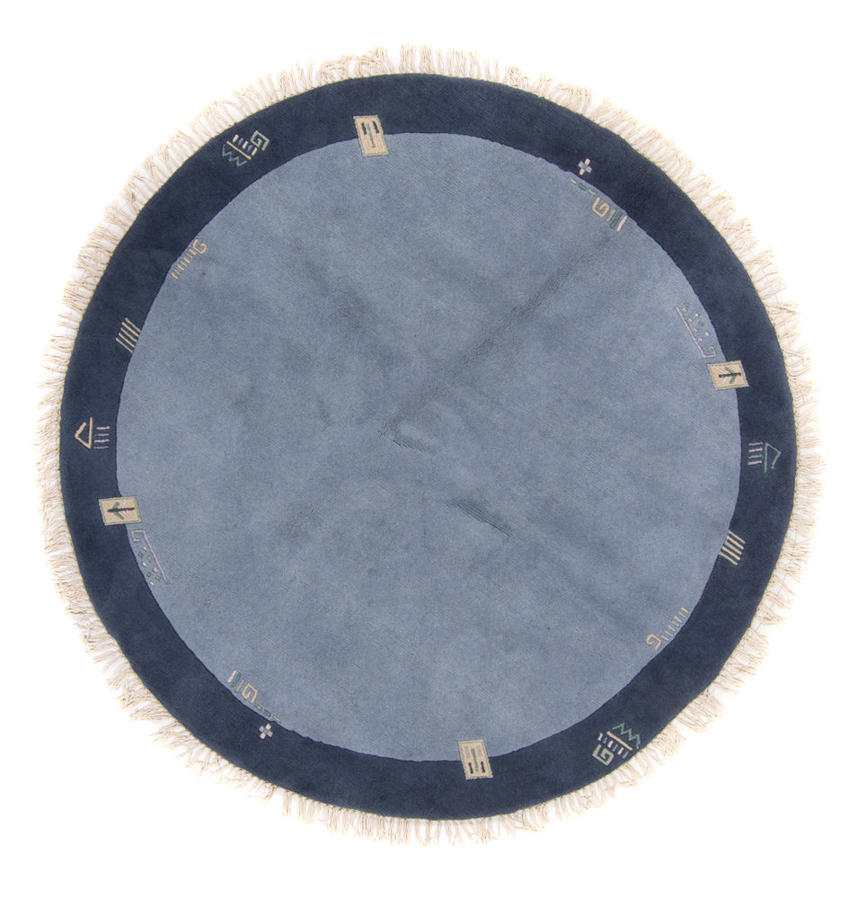 Nepal tapijt rond  - 197 x 197 cm - blauw