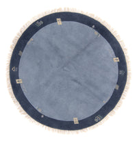 Nepal tapijt rond  - 197 x 197 cm - blauw