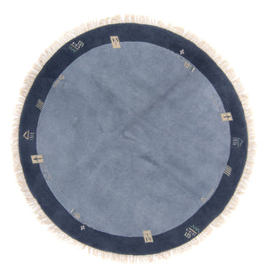 Nepal tapijt rond  - 197 x 197 cm - blauw