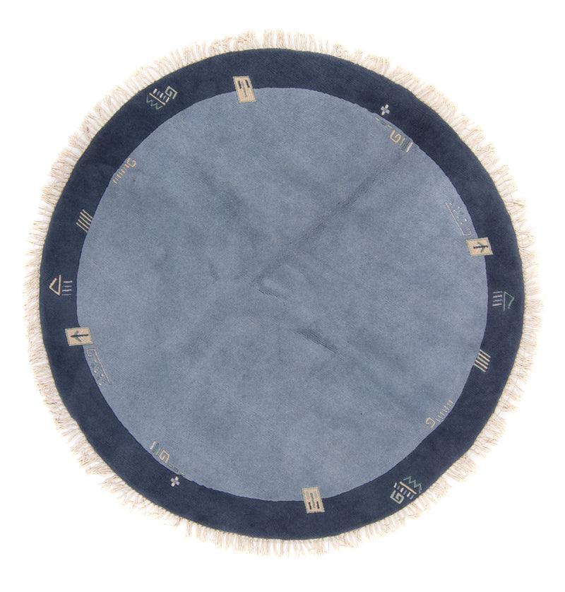 Nepal tapijt rond  - 197 x 197 cm - blauw