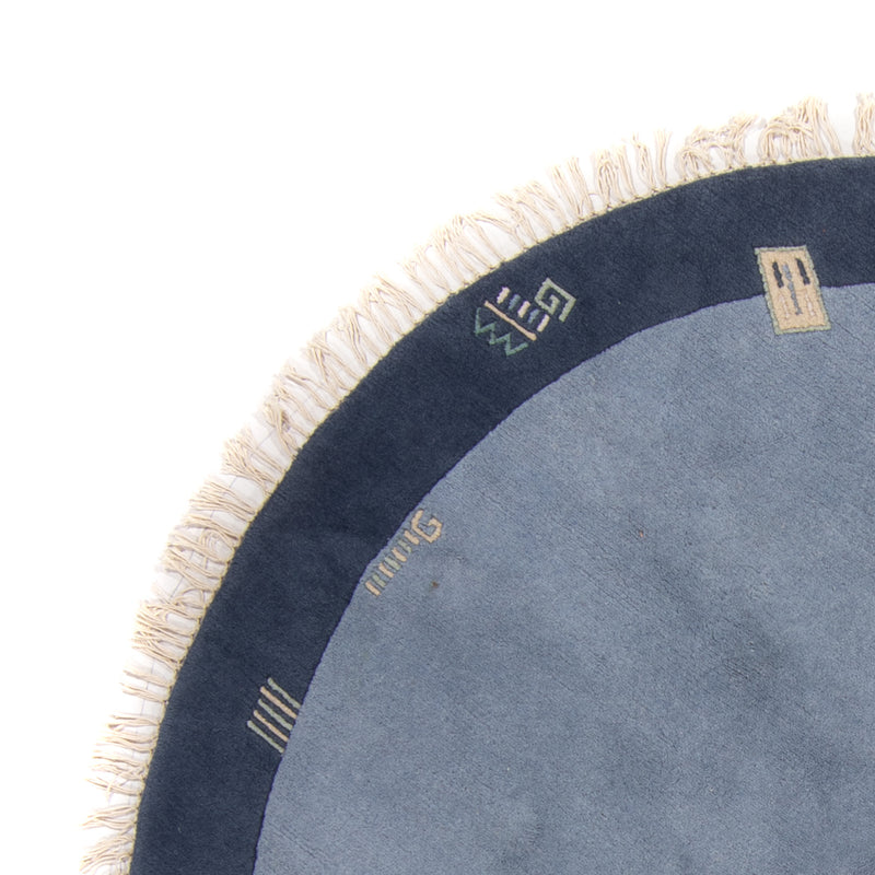 Nepal tapijt rond  - 197 x 197 cm - blauw