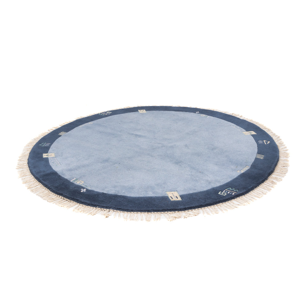 Nepal tapijt rond  - 197 x 197 cm - blauw