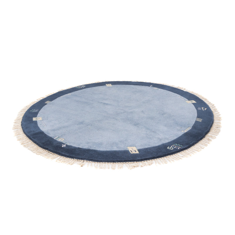 Nepal tapijt rond  - 197 x 197 cm - blauw