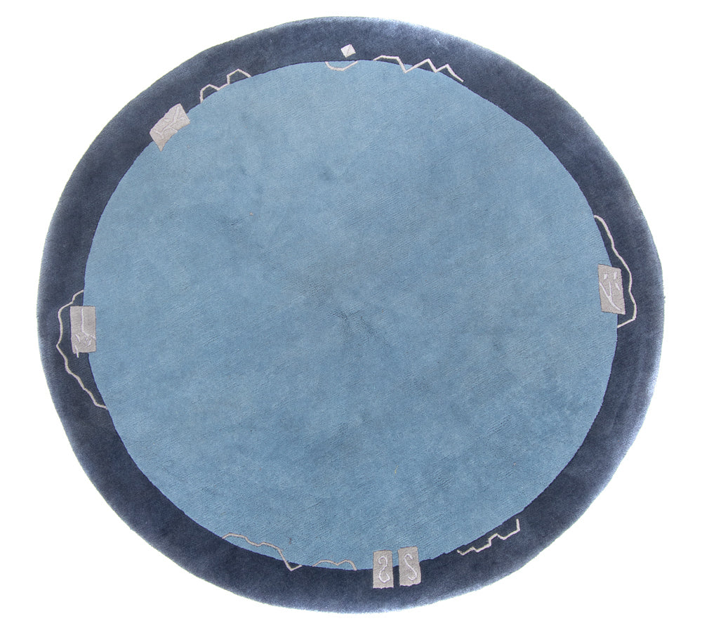 Nepal tapijt rond  - 210 x 210 cm - blauw